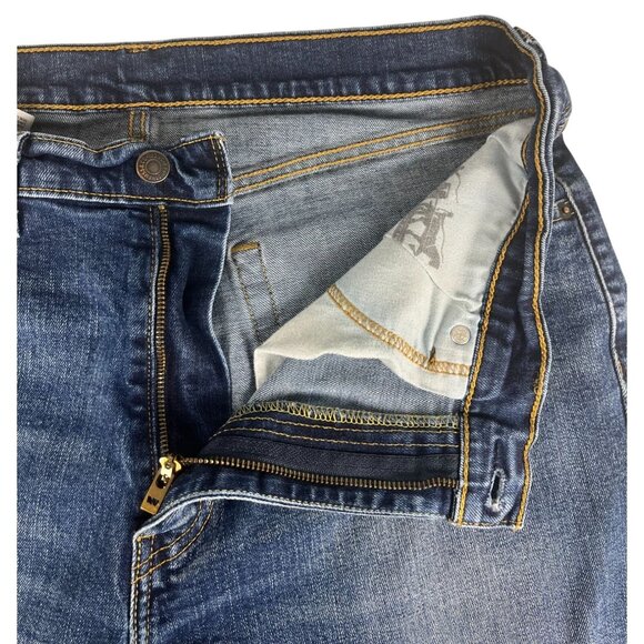 Levi's 505 Straight Leg Denim Jeans Men's 36 Blue Stretch Pockets Cotton Blend - Picture 3 of 10